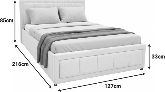 Krevat me hapësirë për depo, stof bezhë, Huga, 120x200cm