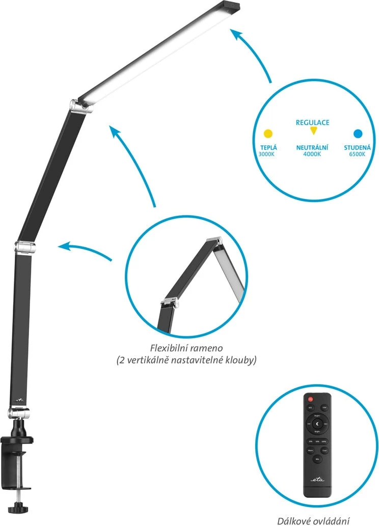Llambë Tavoline Led ETA 289390000 (Zezë, 71 x 47 x 5 cm)