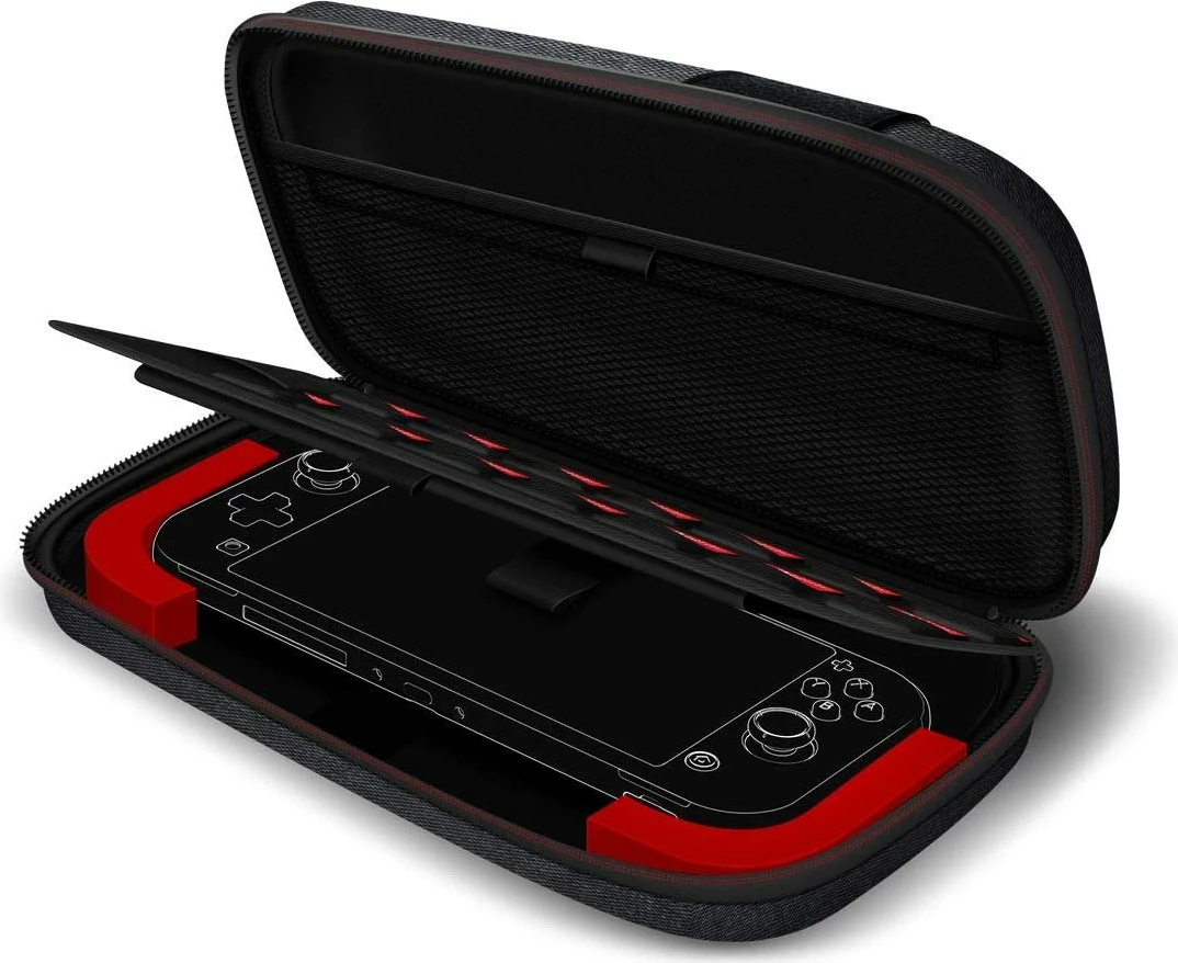 Çantë mbrojtëse për Nintendo Switch PDP Deluxe Bag, me guaskë të fortë, 14 slote për lojëra, gri/zezë