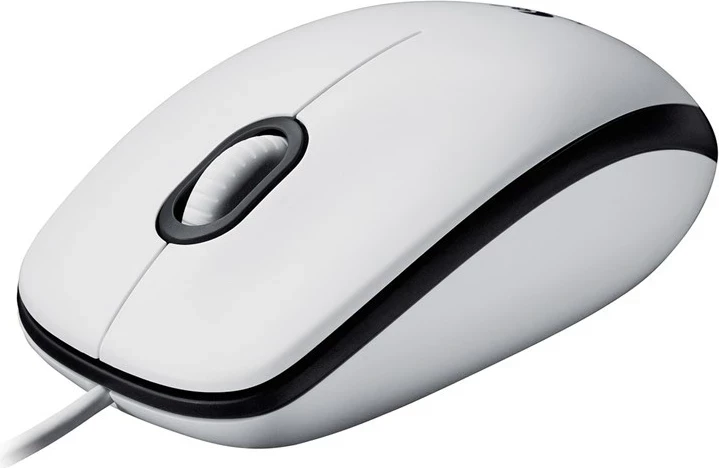 Maus Logitech M100, me kabllo, USB, i bardhë