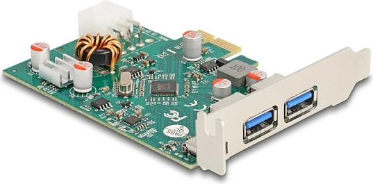 Kartë zgjerimi PCIe DeLOCK, 2x USB-A + 1x USB-C PD 30W, USB 3.2 Gen1 5Gbps, e gjelbër