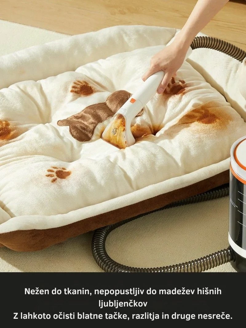 Pastrues i thellë me ujë të nxehtë për qilima dhe tapiceri Uwant B300 Pro 18000 Pa 600 W depo 1.2/1.4 L, me aksesorë + pastrues tekstili 500 ml, bardhë/portokalli