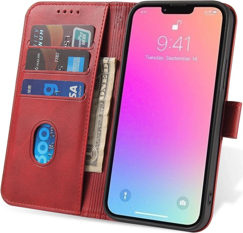 Mbështjellës magnetik me kapak Hurtel për Samsung Galaxy S24 FE, i kuq