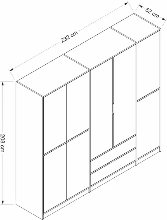 Dollap Hanah Home Elina, anthracite dhe dore, 232x208x52cm