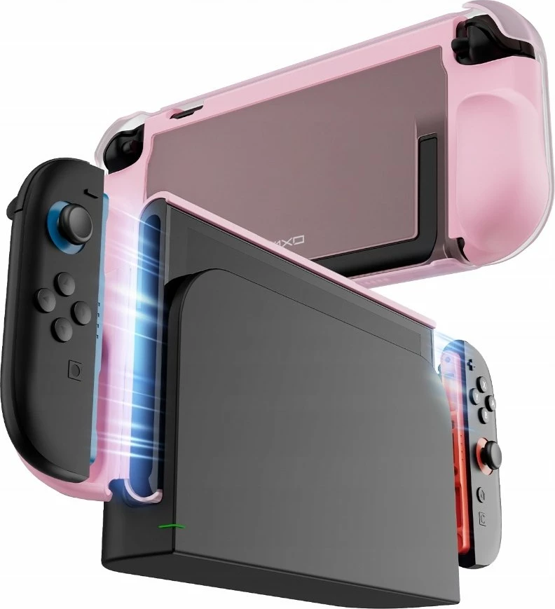 Mbështjellës për konzolë Yaxo BUZZARD YAX-GA-CS-18 për Nintendo Switch 2, mbrojtje military-grade, këmbëz palosëse, Neon Pink