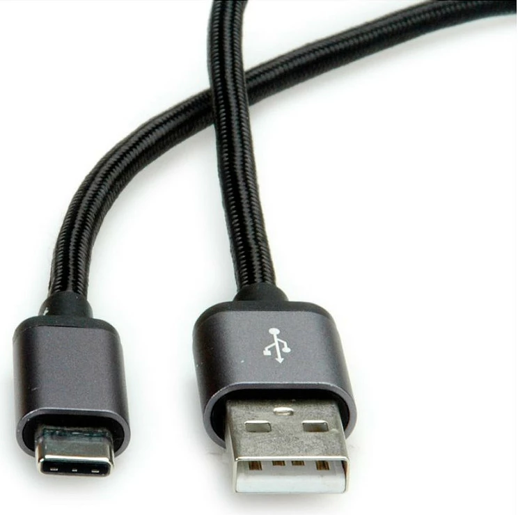 Kabllo USB ROLINE 11029027, USB-A në USB-C, 0.8 m, USB 2.0, e zezë