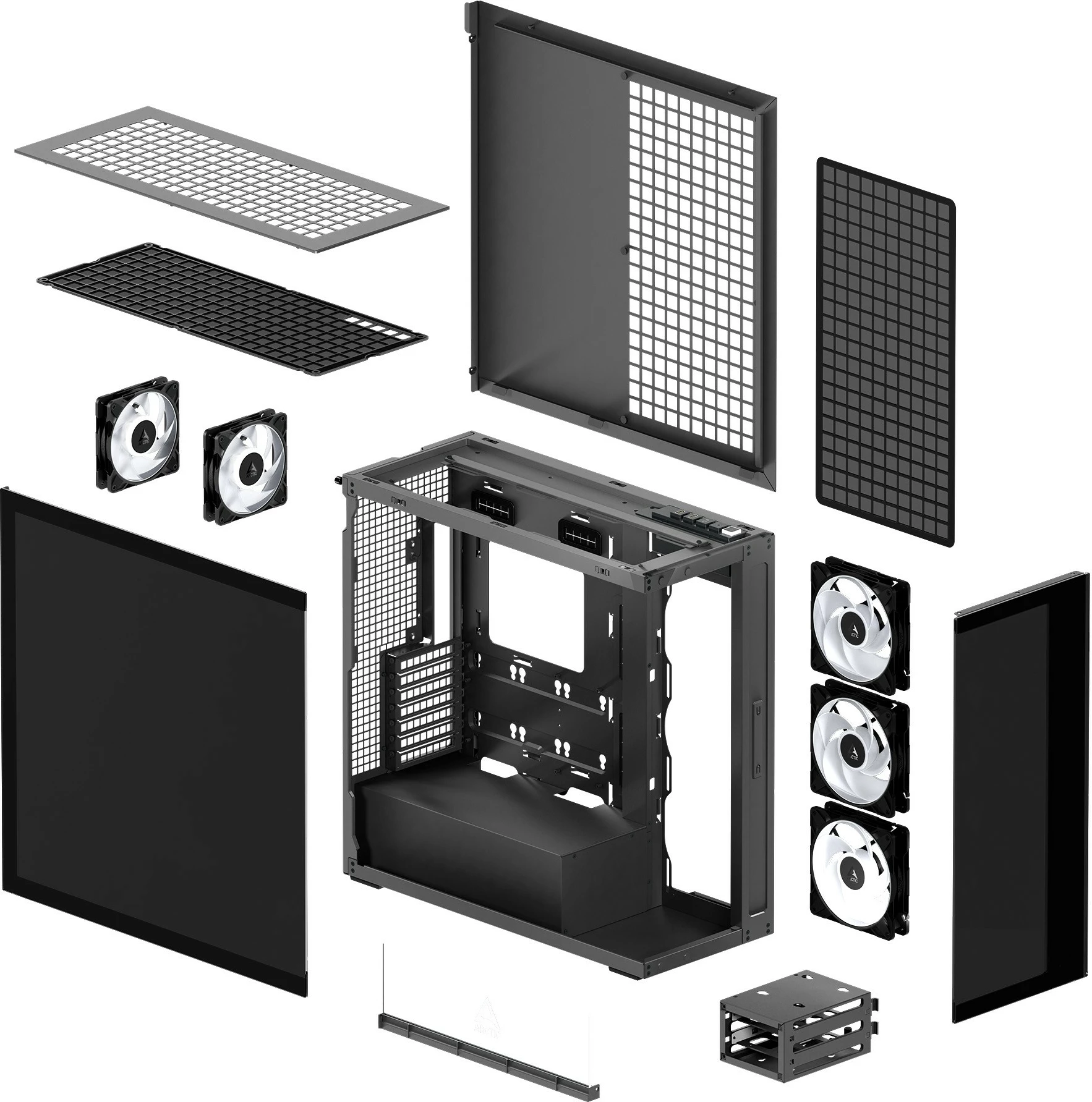 Kasë ARCTIC Xtender Mirrow Black Window, Midi Tower, EATX, RGB, e zezë