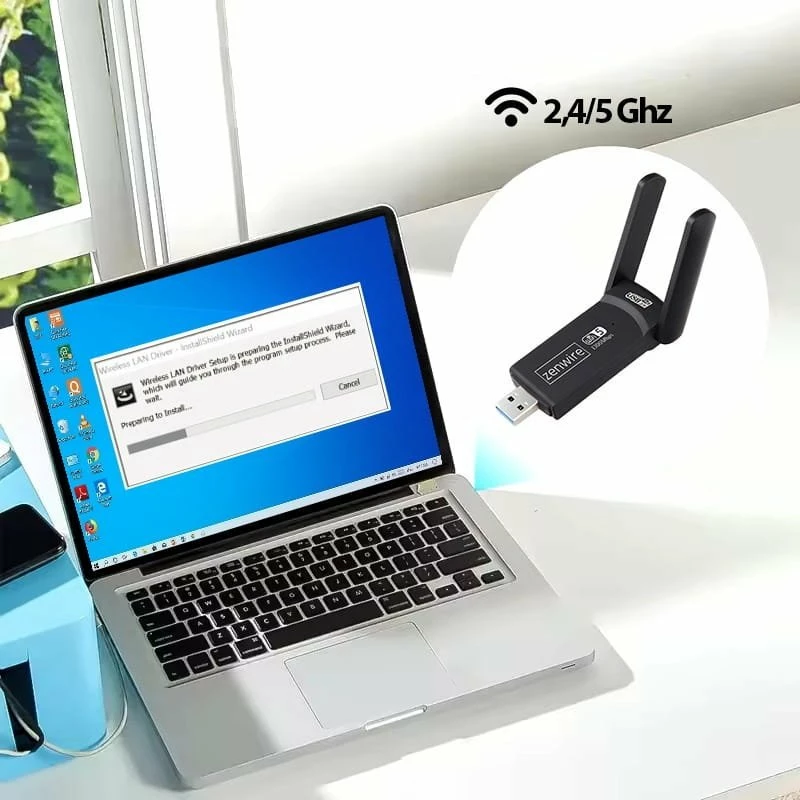 Adapter WiFi USB 3.0 Zenwire WD-4605AC 1300Mbps Dual Band 2.4/5GHz, i zi