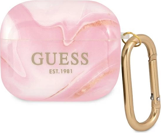 Mbështjellës Guess Marble për AirPods 3, rozë