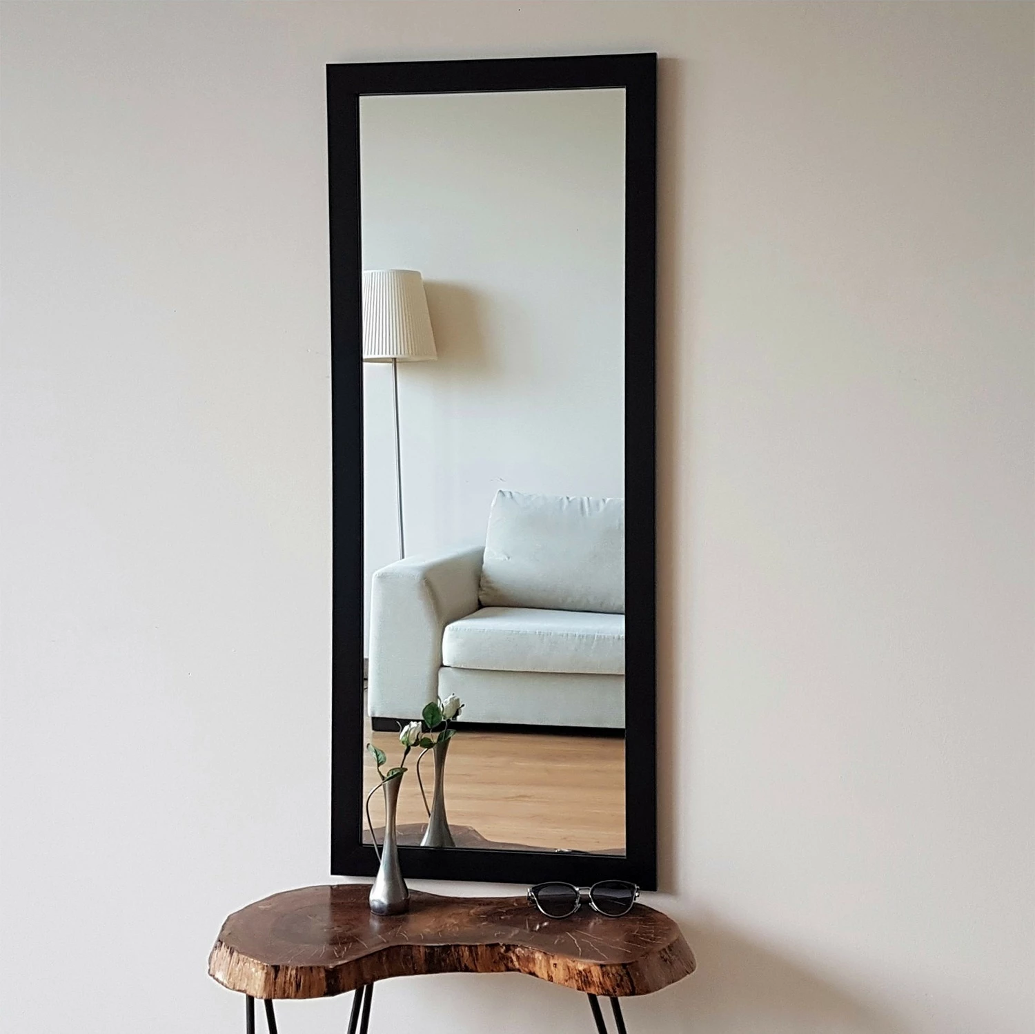 Pasqyrë me kornizë të zezë, Hanah Home, A203, 40x105cm