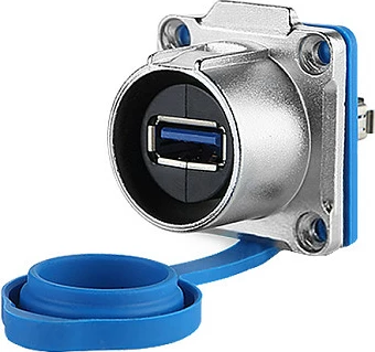 Adapter USB GoodConnections Alcasa IC01-24U302, USB-A, USB 3.2 Gen 1, 5 Gbit/s, IP65/IP67, metal, blu/argjend