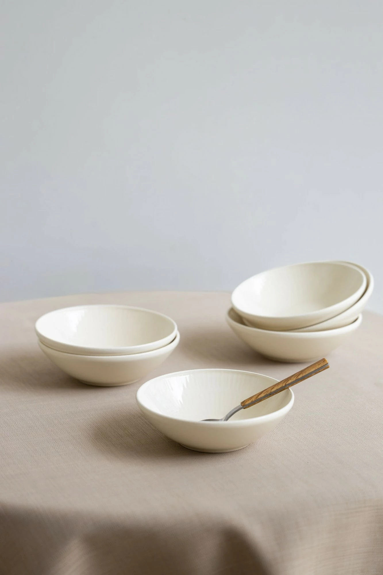 Set 6 pjata të thella Hermia, krem, NON0017