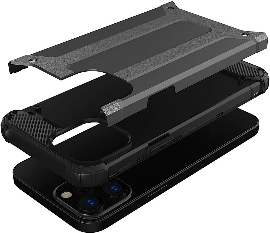 Mbështjellës Hybrid Armor Hurtel për iPhone 14 Pro, i zi