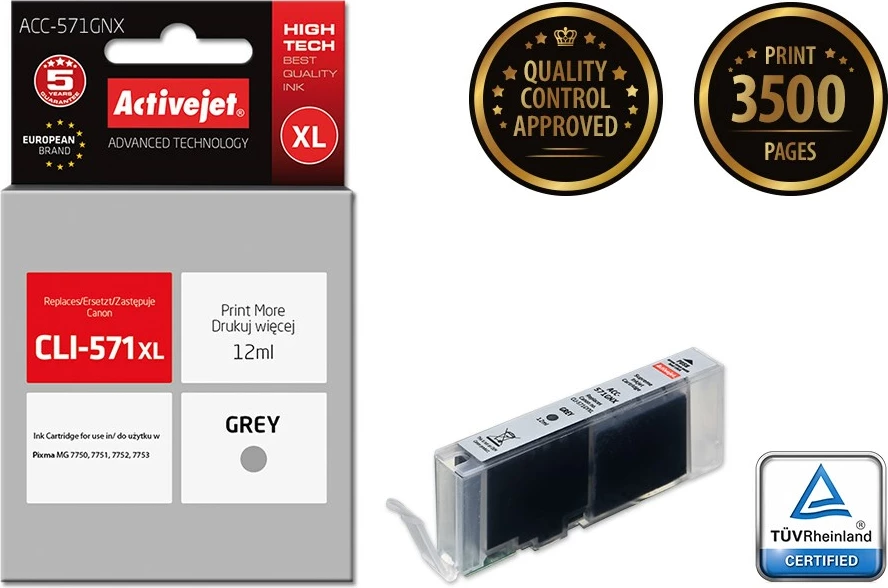 Toner zëvendësues Activejet ACC-571GNX për printer Canon, 12ml, hiri