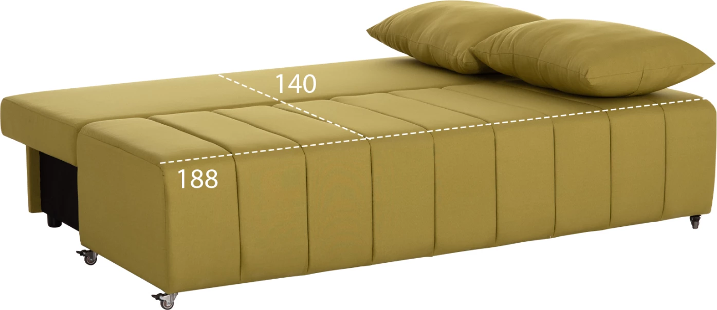Krevati divan 3-vendësh KEND, material tekstili, ngjyrë e gjelbër e çelët, FH3313.07, 188x85x82cm
