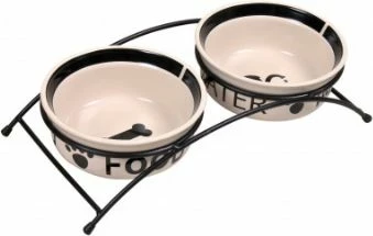 Enë ushqimi për qen Trixie Eat on Feet 2x0.6 L Ø15 cm bardhë/zi, set 2 copë
