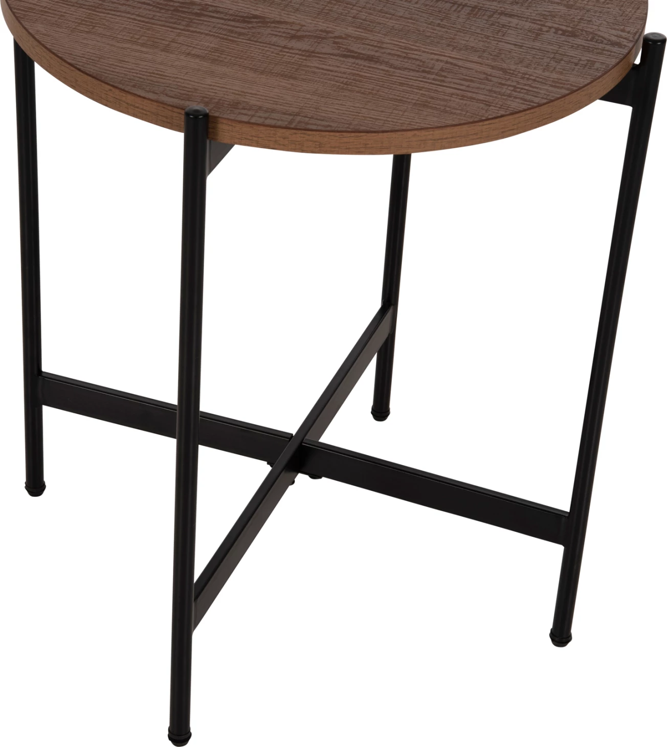 Tavolinë anësore FH9589.04 MDF ngjyrë arre-bazë metalike e zezë Φ50x55Hcm