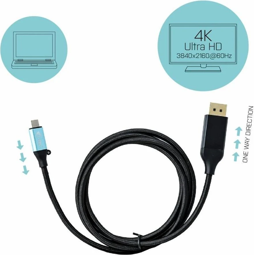 Kabllo USB-C i-tec, 4K Ultra HD, 150cm, e zezë