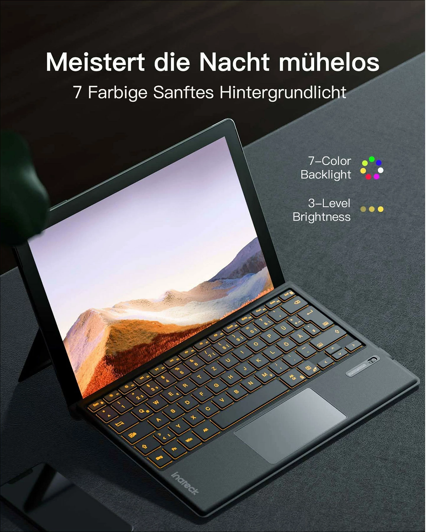 Tastierë Inateck për Surface Go 1-4, QWERTZ, me touchpad, gri