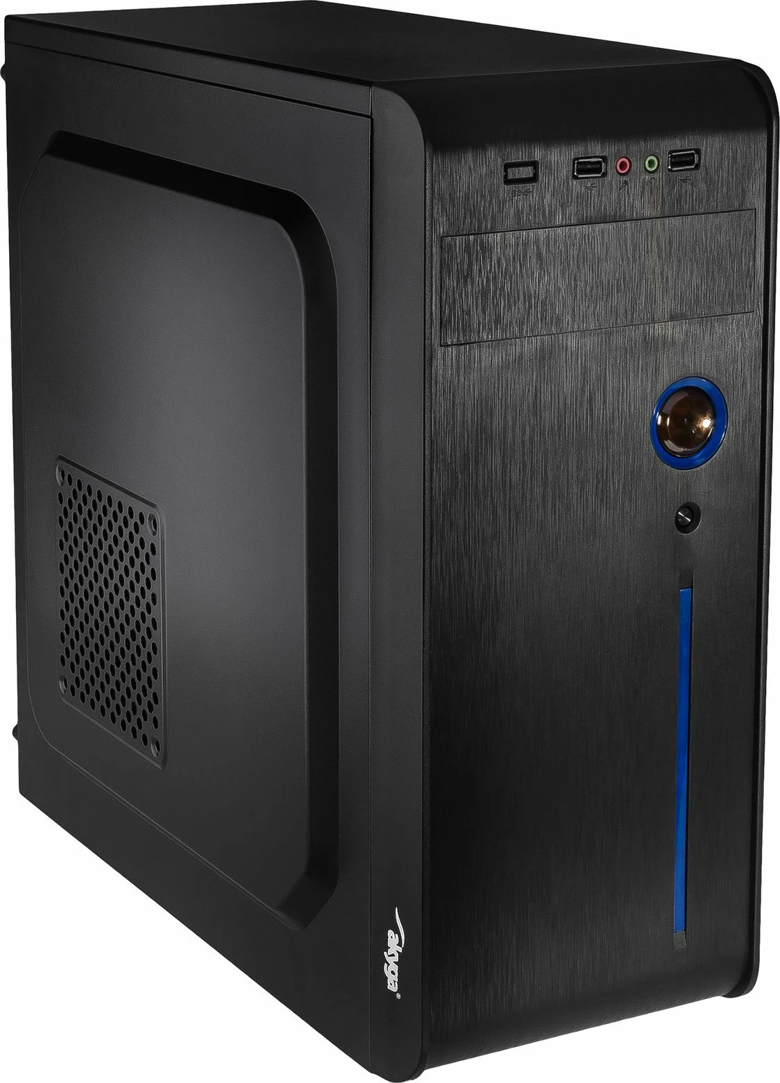 Kasë Akyga AK939BL Midi Tower për ATX/mATX, pa PSU, e zezë