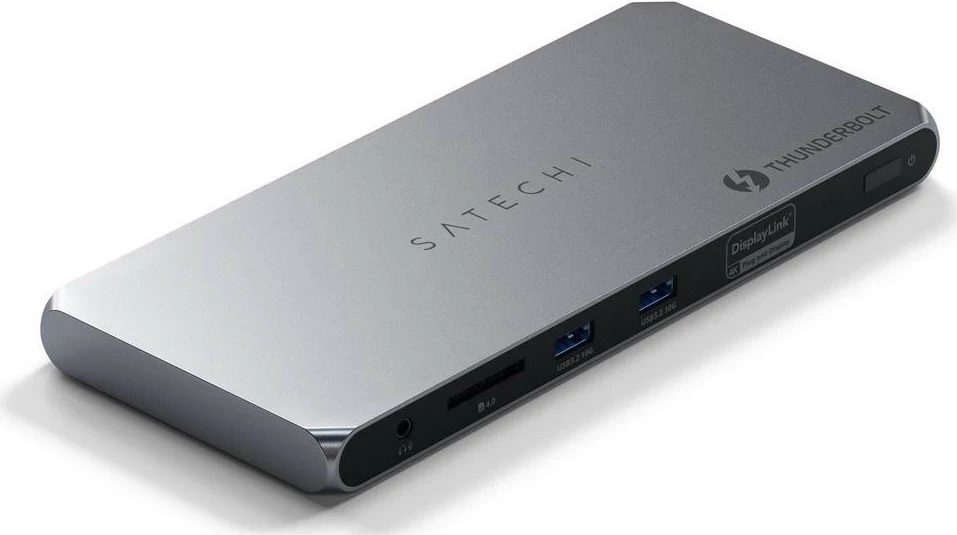Docking station Satechi Thunderbolt 4, 2x USB-A, 2x HDMI, Ethernet, ngjyrë argjendi