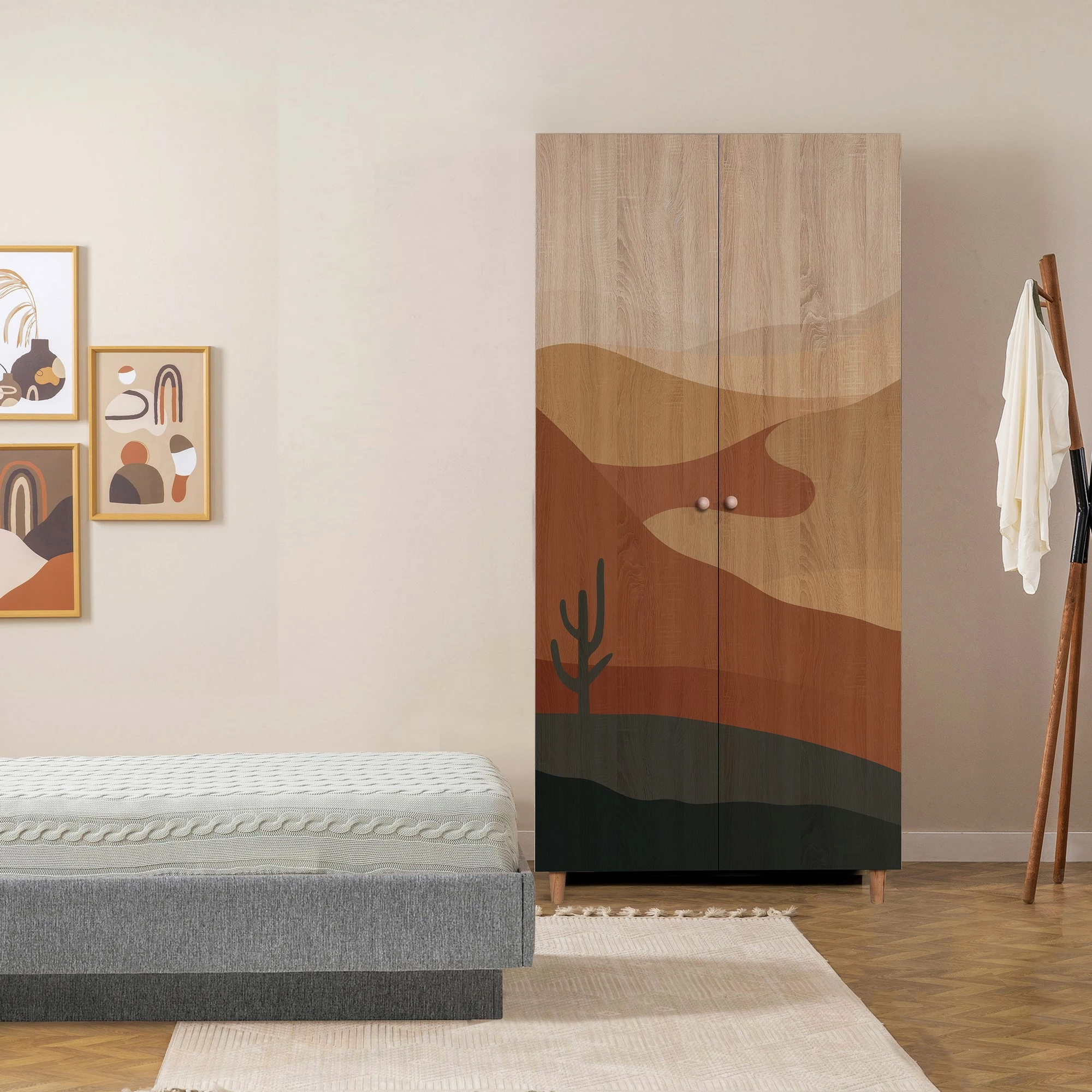 Dollap Lidya 2, Skye Decor, ngjyrë sonomo, 90x192x52 cm