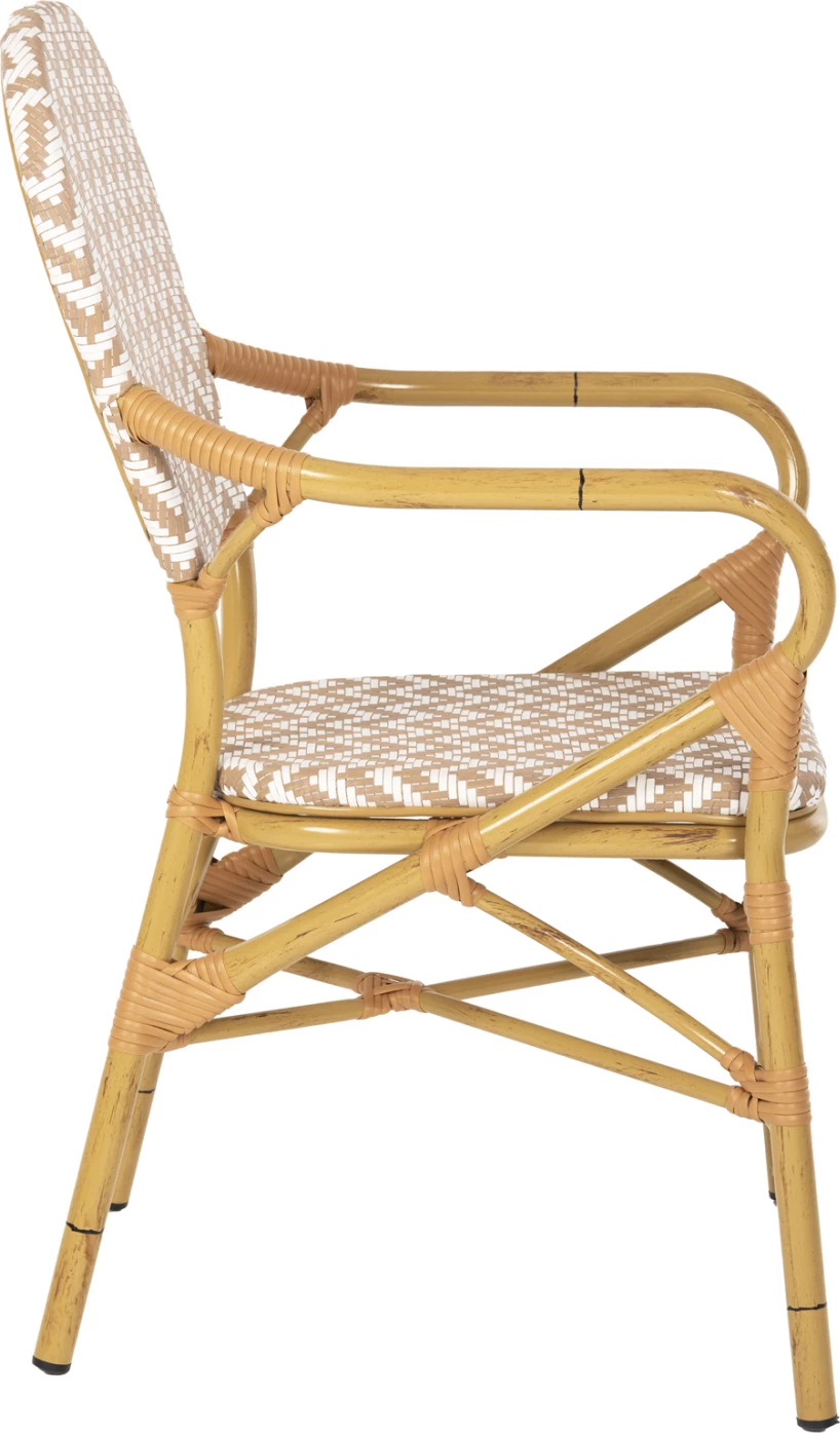 Karrige për jashtë, alumin pamje bambuje, tekstilene natyrale & e bardhë, FH5928.03, 55x58x95cm