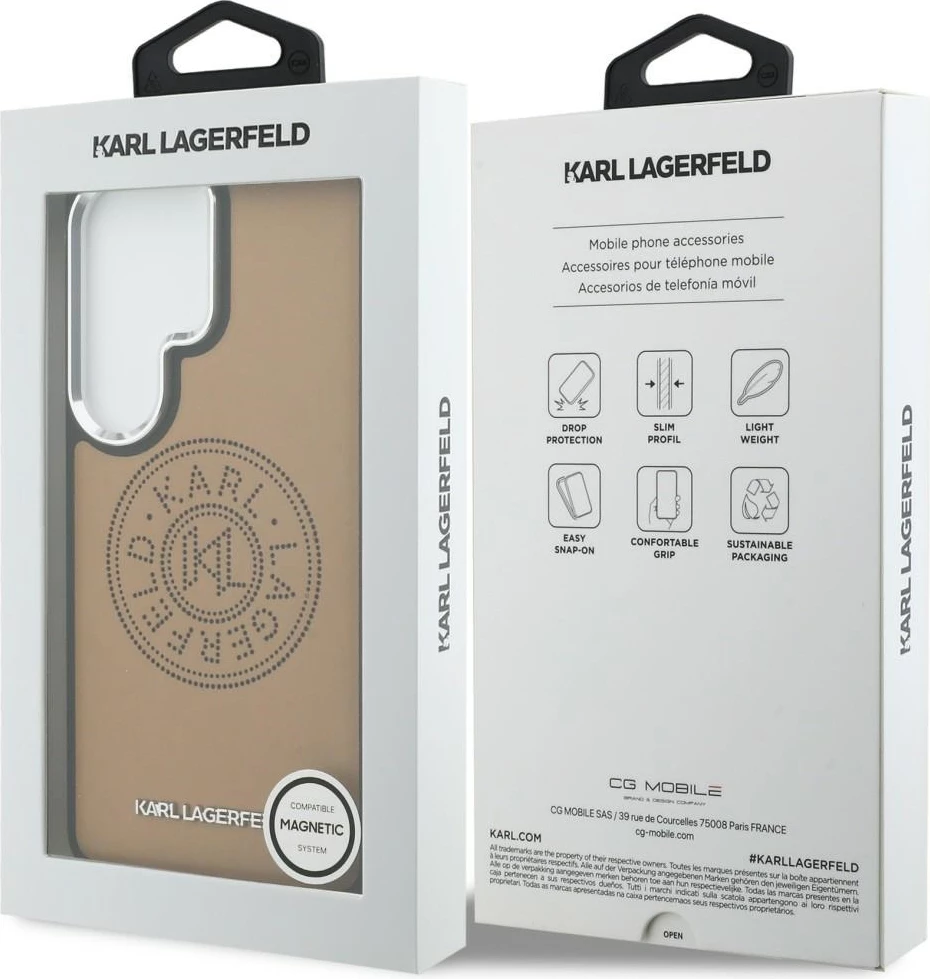 Mbështjellës Karl Lagerfeld Perforated KL, MagSafe, për Samsung Galaxy S26 Ultra, kafe, në kuti