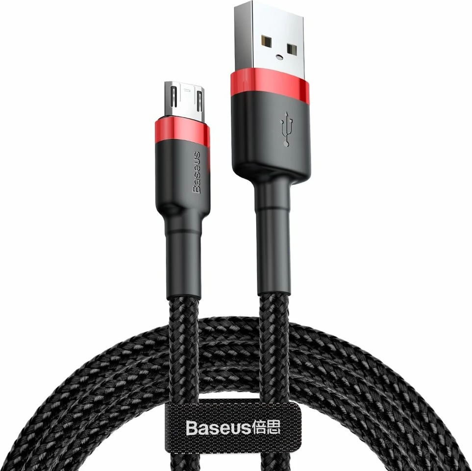 Kabllo Baseus Cafule, USB në micro USB, 3m, 2A, e zezë-kuqe