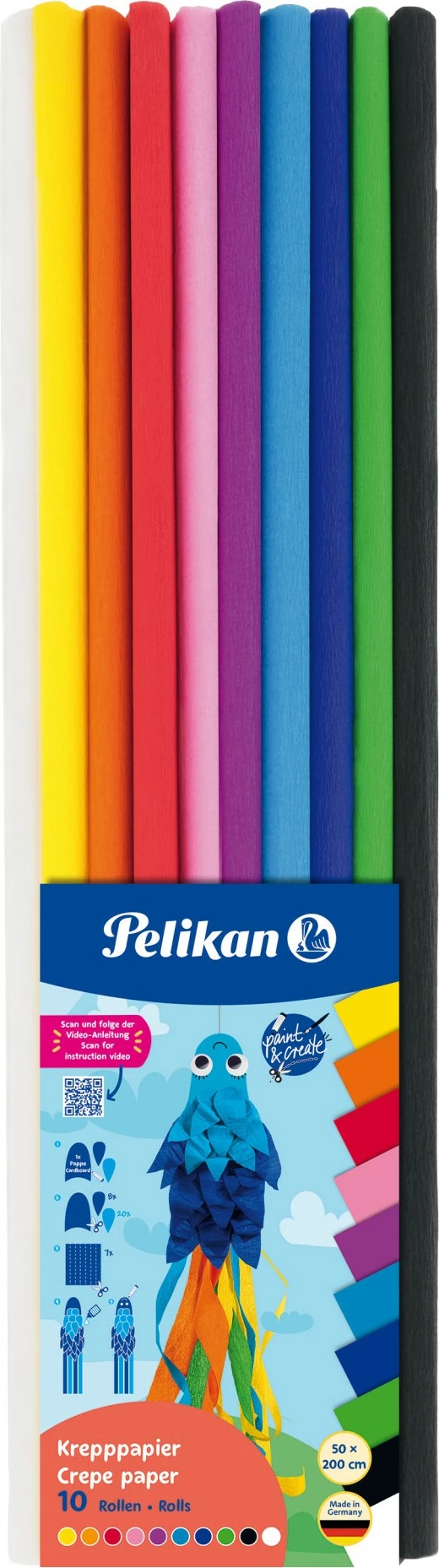 Letër krepë Pelikan 10 ngjyra, 500 mm, set