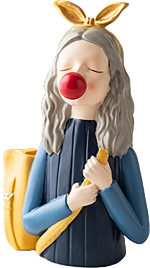 Figurë dekorative Daygirl, shumëngjyrëshe, polirezine, 12x9x17cm