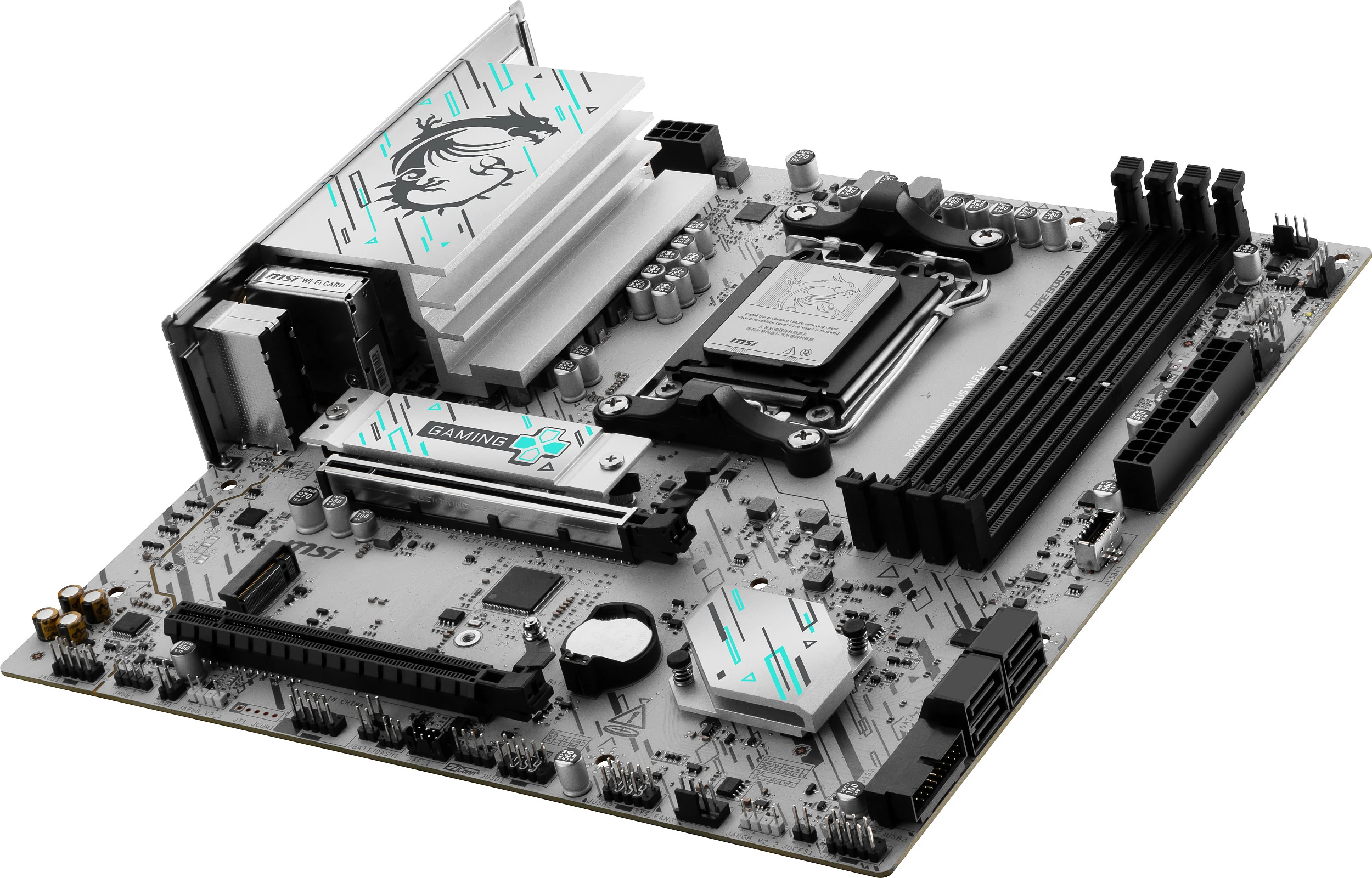 Pllakë amë MSI B840M GAMING PLUS WIFI6E, Socket AM5, micro ATX, DDR5 256GB, Wi‑Fi 6E, e bardhë