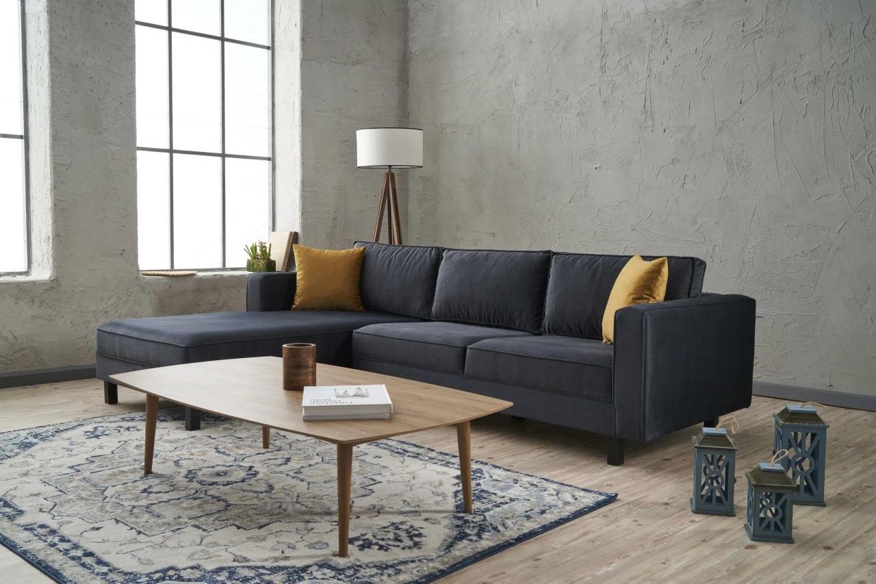 Këndare Atelier del Sofa, kadife Kale, kënd i majtë, anthracite