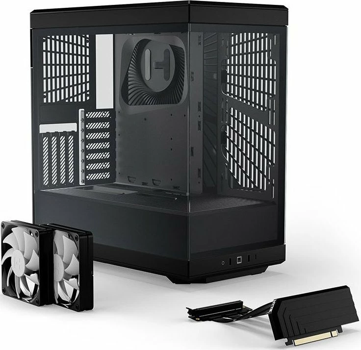 Kasë Hyte Y40 (CS-HYTE-Y40-B) Midi Tower ATX/ITX/Micro ATX, xham i temperuar panoramik, pa PSU, PCIe 4.0 riser, e zezë