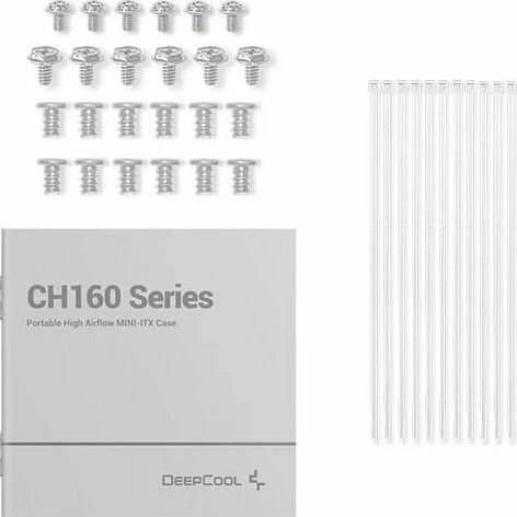 Kasë Deepcool CH160 Mesh Mini-ITX mini tower, pa furnizim rryme, me dritare, USB-C, e bardhë