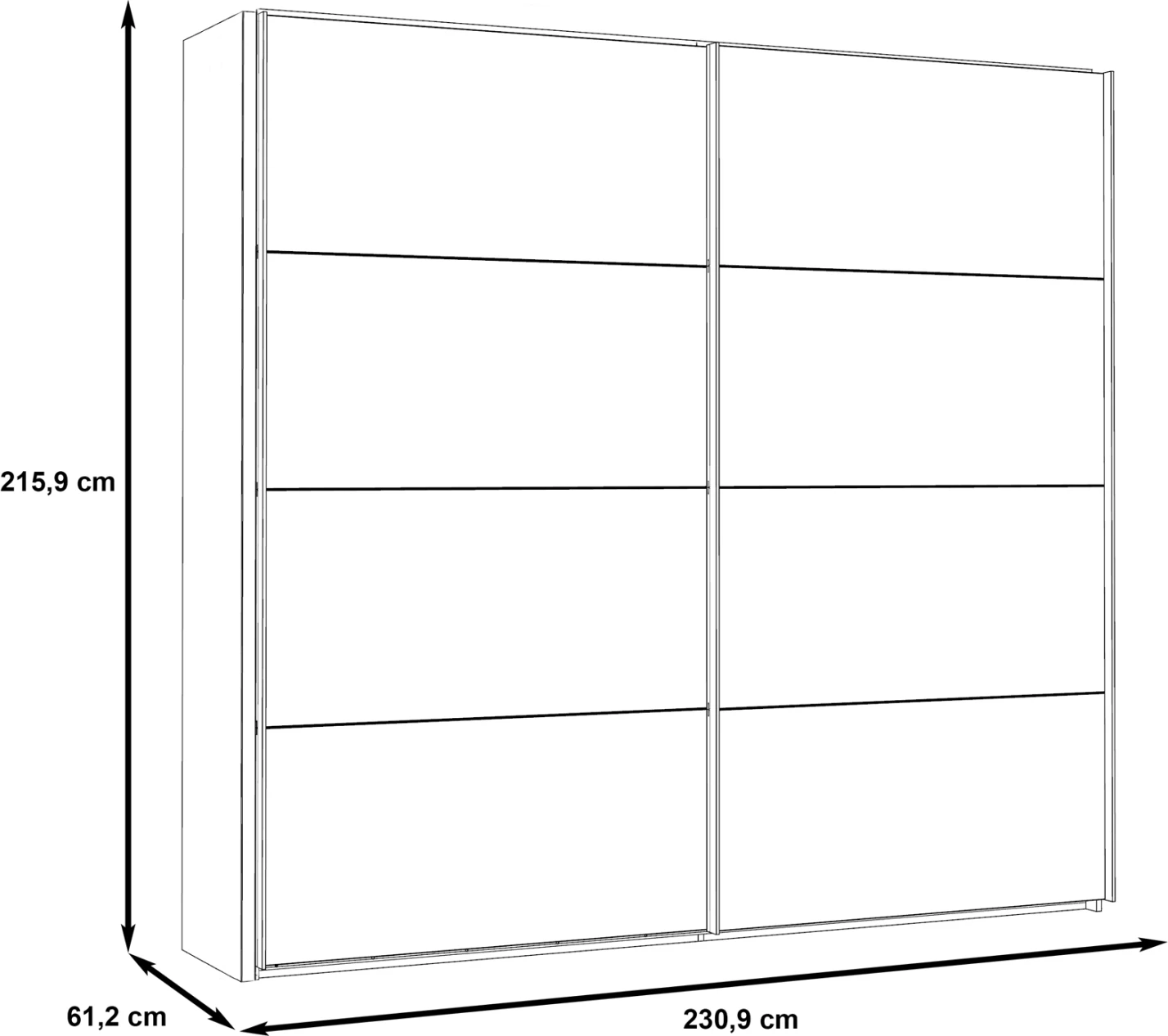 Orman me dyer rrëshqitëse FH8827, ngjyrë arre dhe çimento gri, 230.9x61.2x215.9 cm