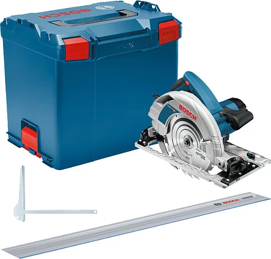 Sharrë rrethore Bosch GKS 85 G Professional, 2200W, disk 235mm, thellësi prerjeje 85mm, me L-BOXX & shinë udhëzuese FSN 1400, kaltër/zi