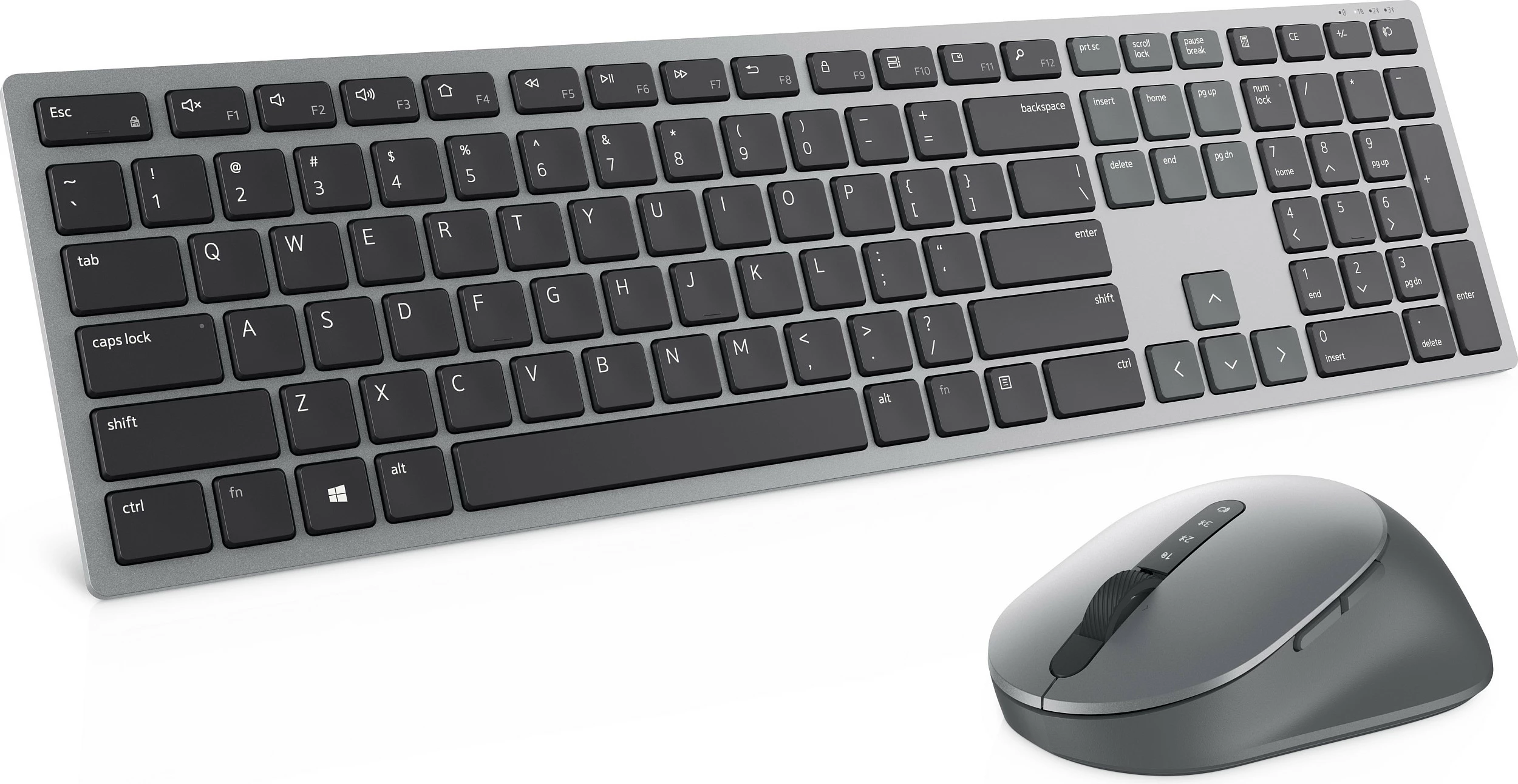 Set tastierë dhe Maus Dell Pro Plus KM7321W, wireless RF + Bluetooth, QWERTZ gjermanisht, full-size, 4000 DPI, gri/titan