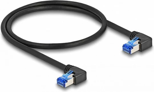 Kabëll rrjeti DeLOCK RJ45 Cat6A S/FTP, 1 m, këndor, i zi