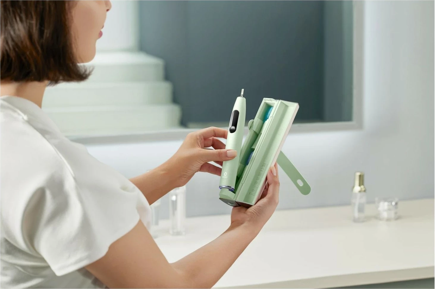 Brushë elektrike dhëmbësh Oclean X Ultra 20 Set AI, Bluetooth/Wi‑Fi, 3 koka, mint e gjelbër