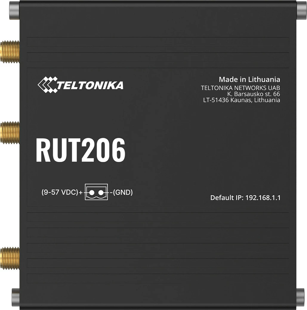 Ruter industrial Teltonika RUT206, 4G LTE Cat4, Wi‑Fi 4 2.4GHz, 2x LAN, PoE, i zi