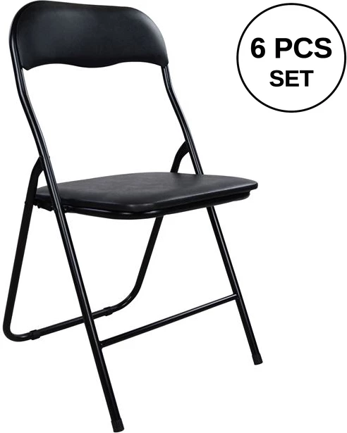 Karrige palosëse PU e zezë FH0044 38x47x82 cm, set prej 6 copë