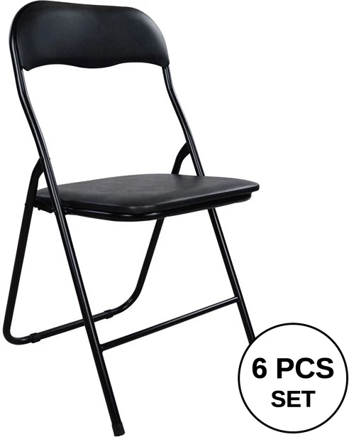 Karrige palosëse PU e zezë FH0044 38x47x82 cm, set prej 6 copë