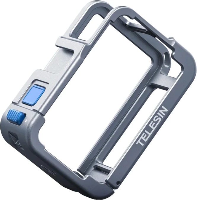 Kornizë metalike për kamerë aksion, Telesin, S6-FMS-13BL-TDJ, alumini, kompatibile me DJI Osmo Action 5/4/3, 54 g, blu