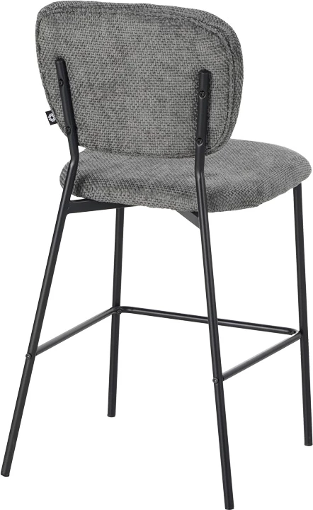 Karrige për bar Cathair, pëlhurë bouclé, ngjyrë gri e errët, këmbë metalike të zeza, 48x54x100cm