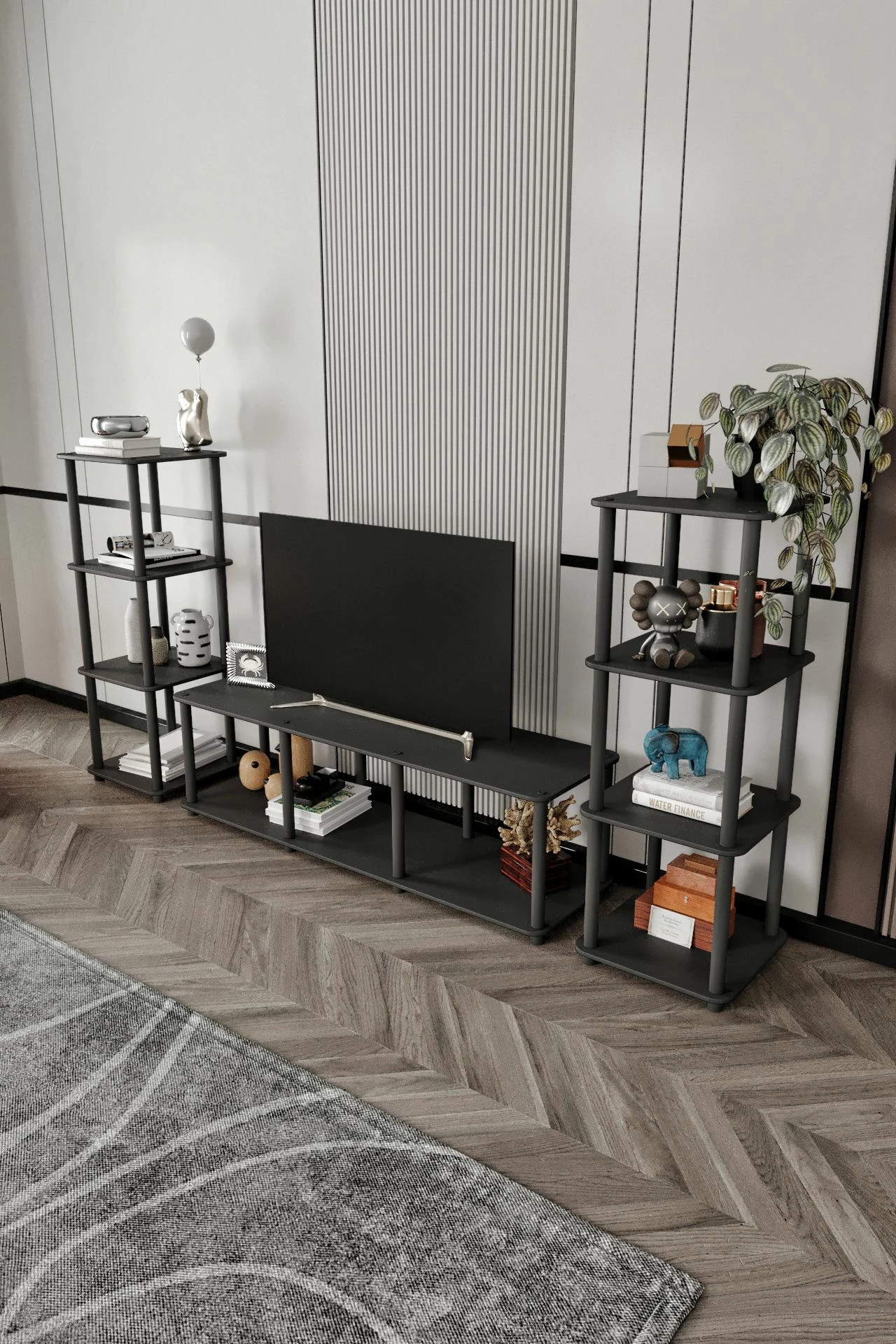 Komodë TV Skye Decor, e madhe, ngjyrë e zezë