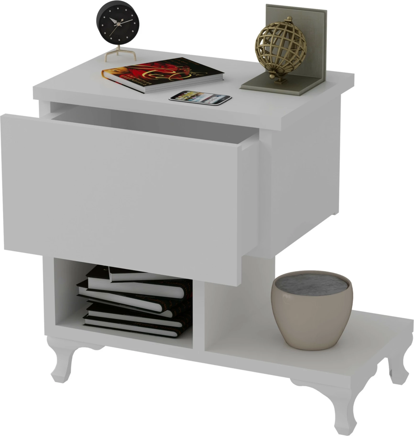 Komodinë Hanah Home, ngjyrë e bardhë, Cast