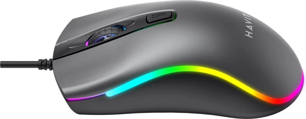 Maus HAVIT MS72, universal, me kabllo USB, i zi, me ndriçim LED