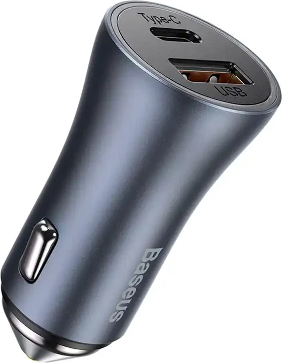 Karikues veture Baseus Golden Contactor Pro, 40W, USB + USB-C, QC4.0+, PD, SCP, gri + kabllo USB në USB-C 1m, i zi