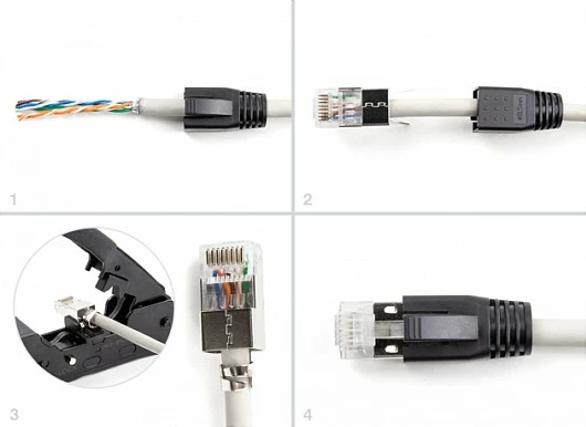 Konektor RJ45 DeLOCK 66903, Cat6A/Cat7, set 25 copë, S/FTP, me strain relief, zezë/metalike
